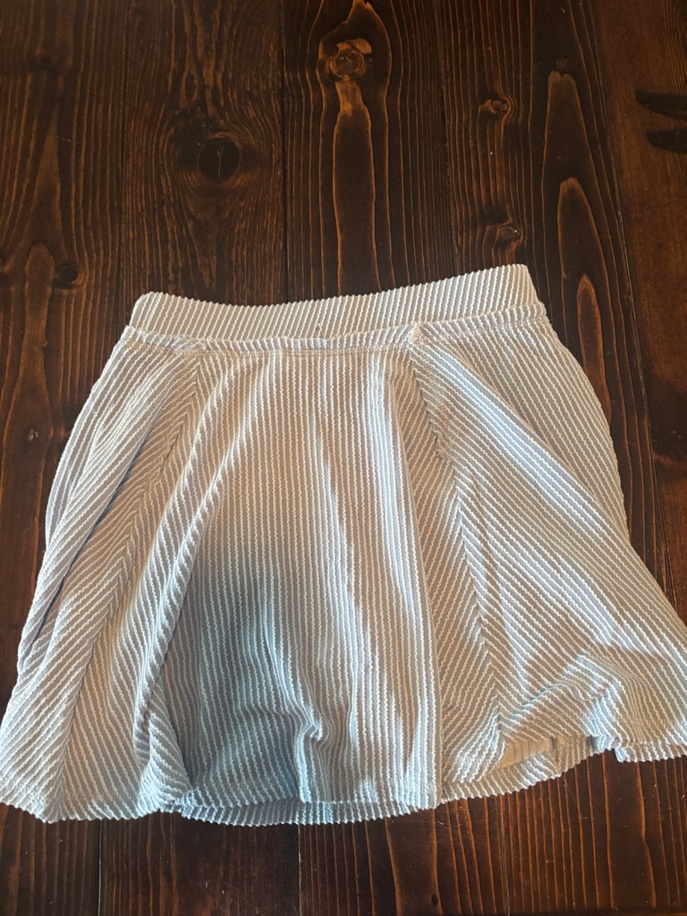 Striped Mini Skort in Light Blue and White